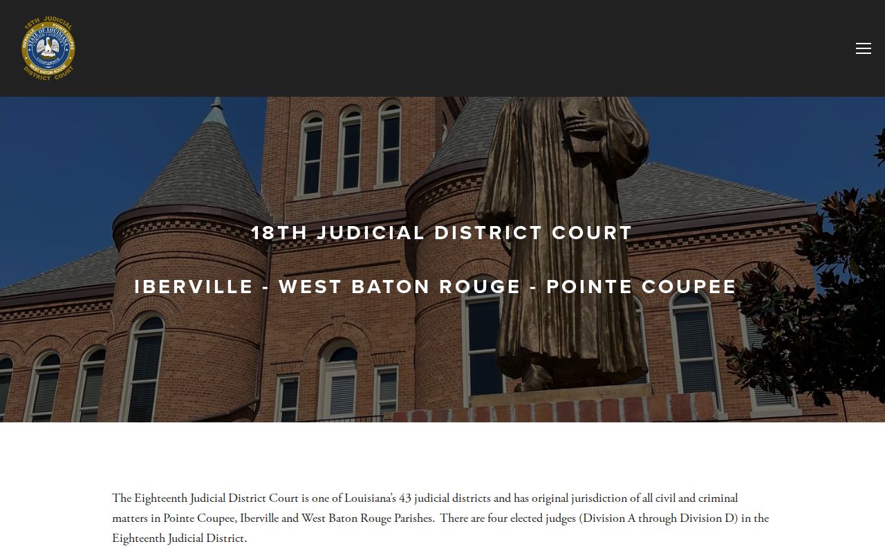 Iberville court calendar weekly 18th Judicial District duty judge cards