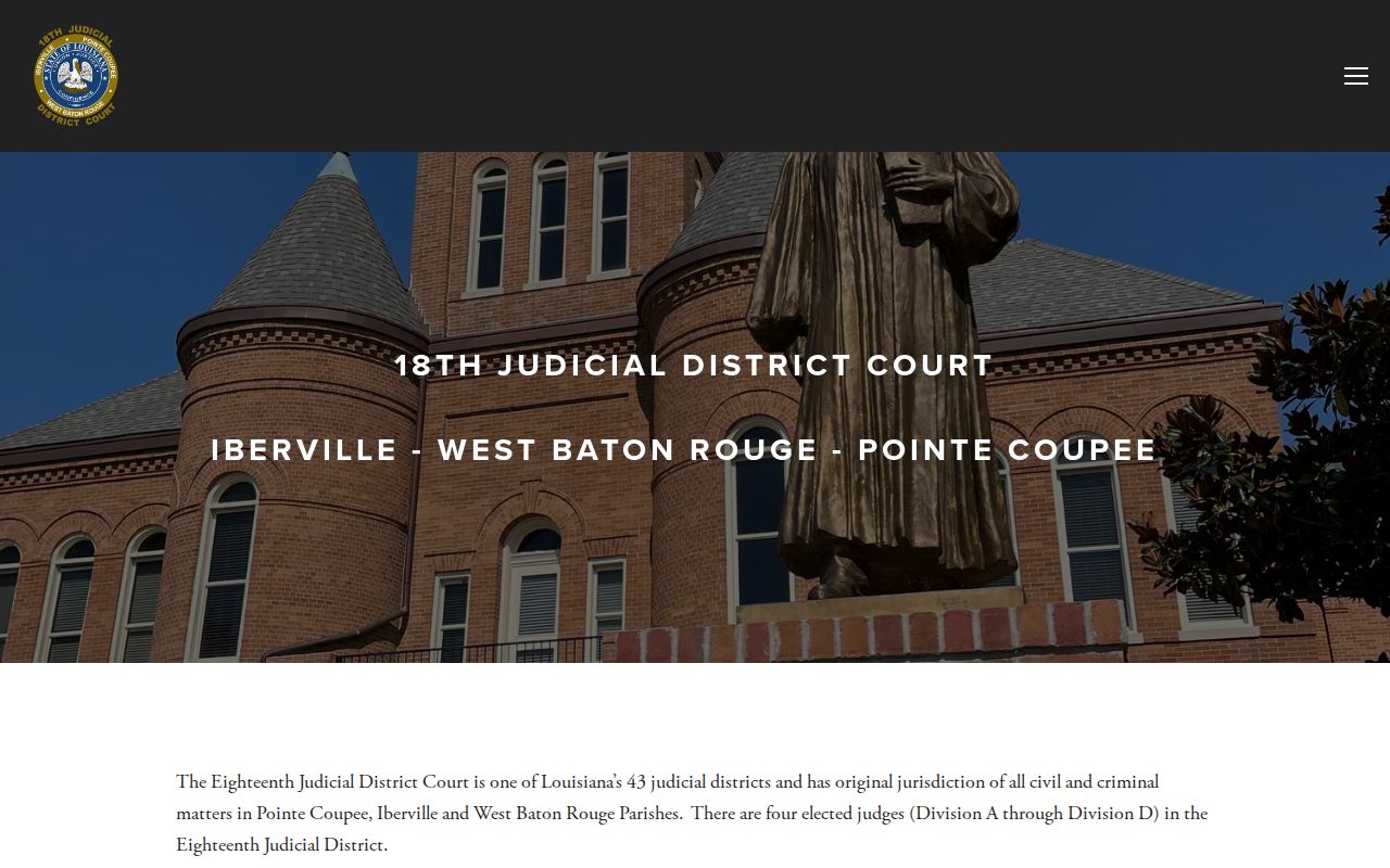 Iberville court calendar 18th Judicial District Court homepage