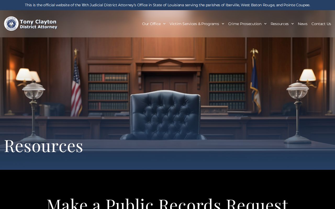 Iberville criminal docket District Attorney public records request instructions