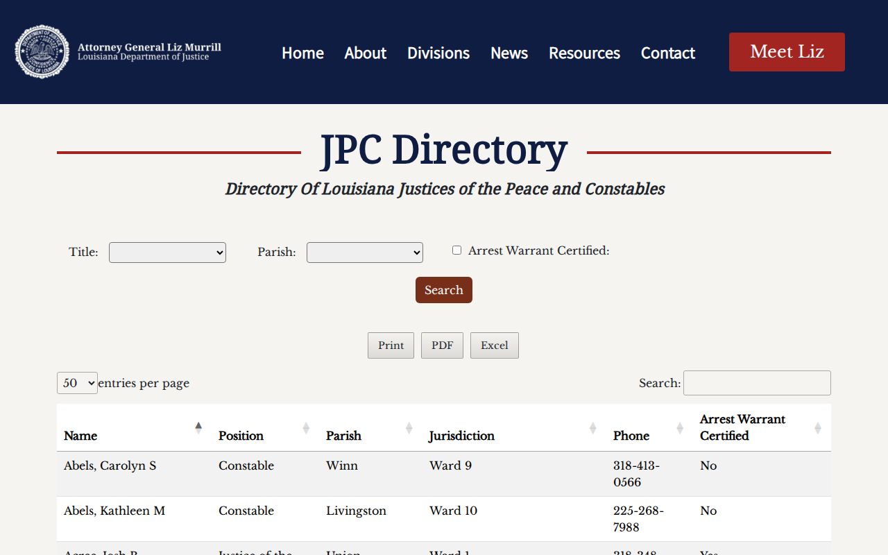 Iberville Parish justice court docket directory